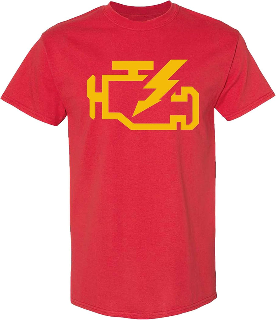 Check Engine Light T-Shirt Funny Mechanic Car Guy Automotive Gearhead - Red