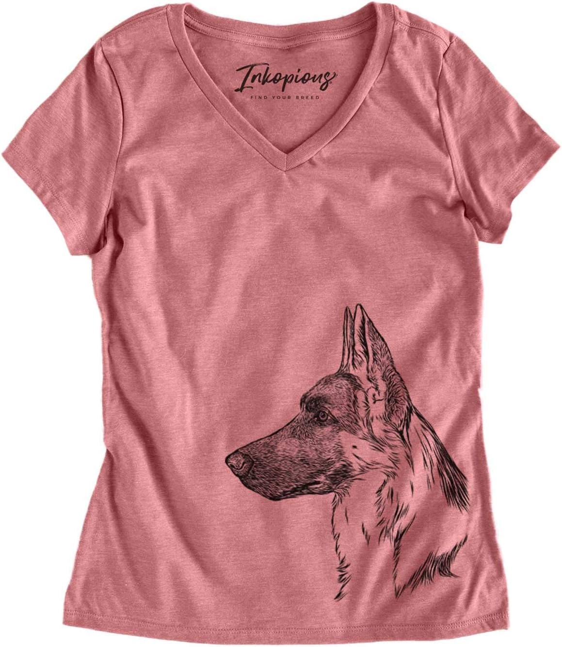 Inkopious German Shepherd Profile Triblend T-Shirt - Dusty Rose V-neck