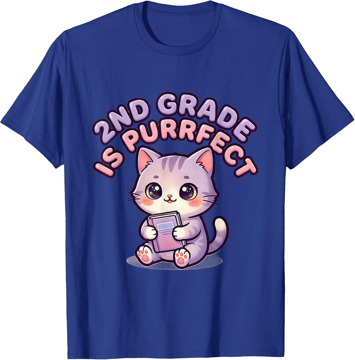 2nd Grade Is Purrfect Cute Kawaii Kitten Back To School T-Shirt - Royal Blue