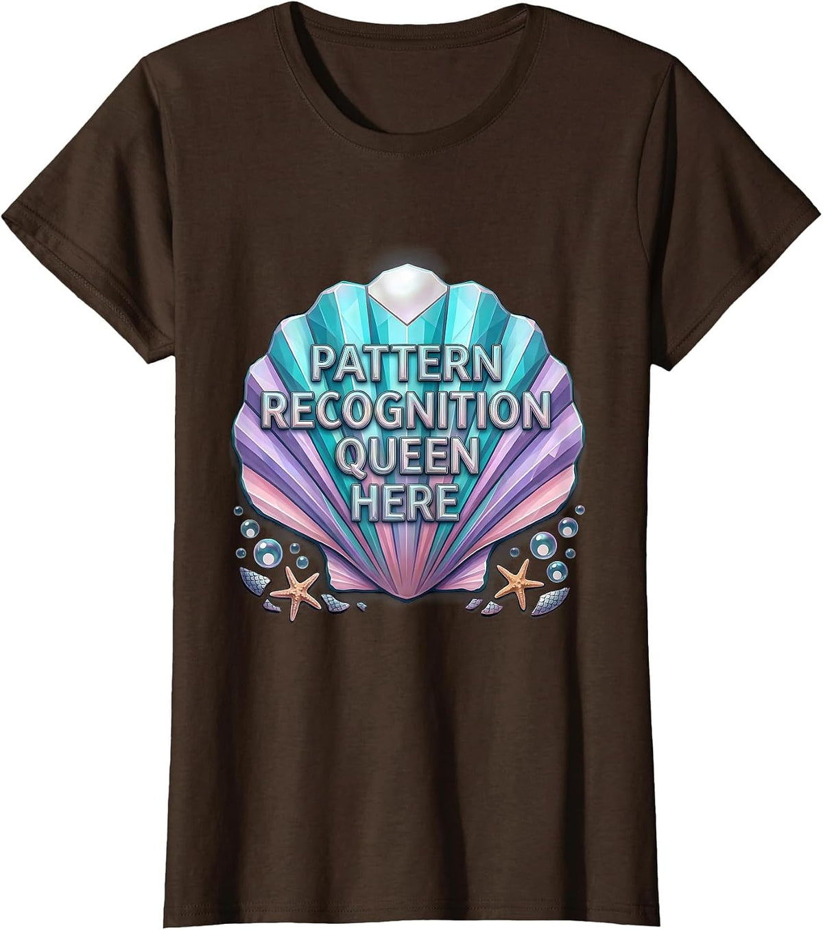 Women's Pattern Recognition Queen Autism Awareness Design T-Shirt - Brown
