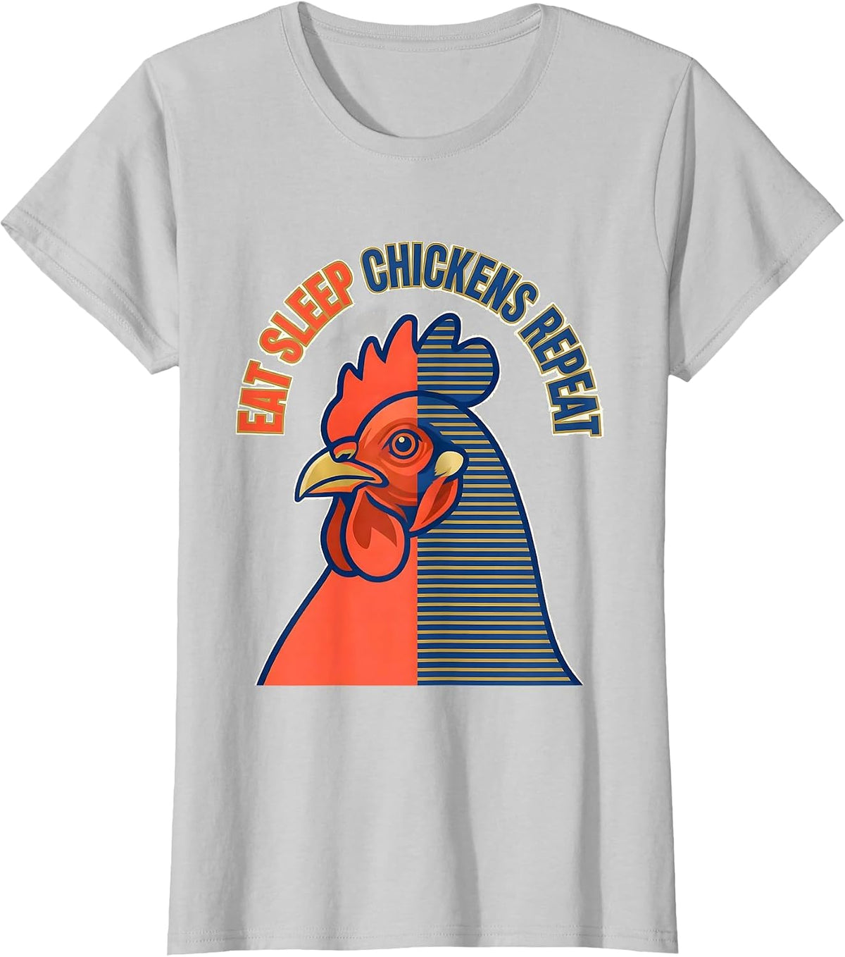 Women's Eat Sleep Chickens Repeat Funny Chicken Design T-Shirt - Silver Grey