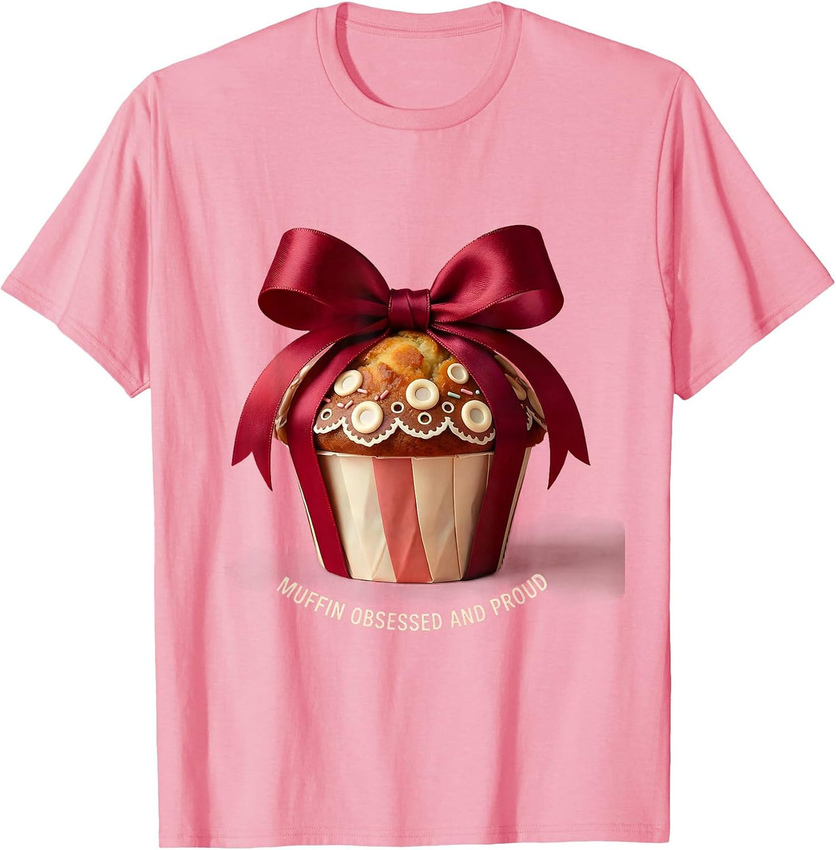 Men's Muffin Obsessed and Proud Funny Baking Design T-Shirt - Pink
