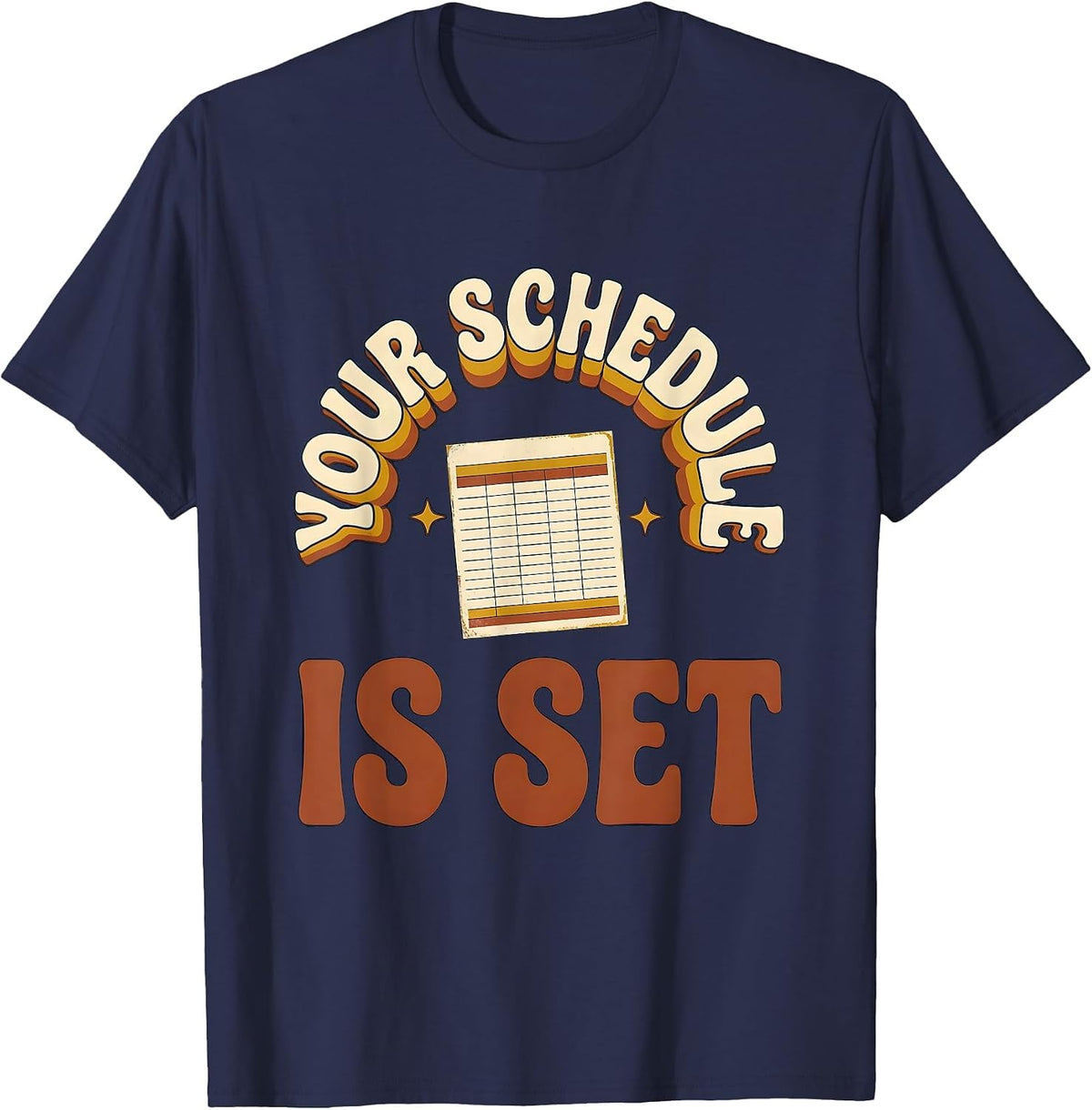 Your Schedule Is Set Vintage Groovy School Counselor Back T-Shirt - Navy Blue