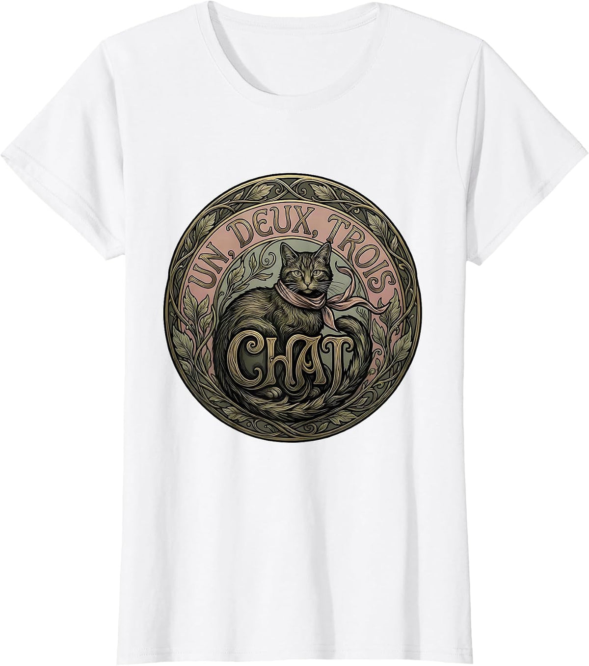 Un, Deux, Trois, Chat! Funny Francophile Cat Lover Art T-Shirt - White