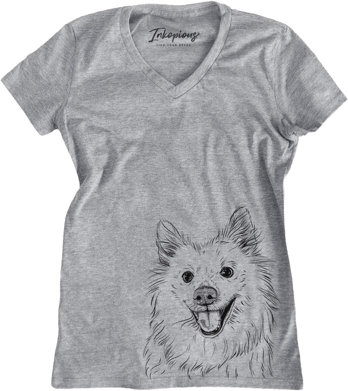 Bare Miki the American Eskimo Dog Triblend T-Shirt - Grey Modern V-neck