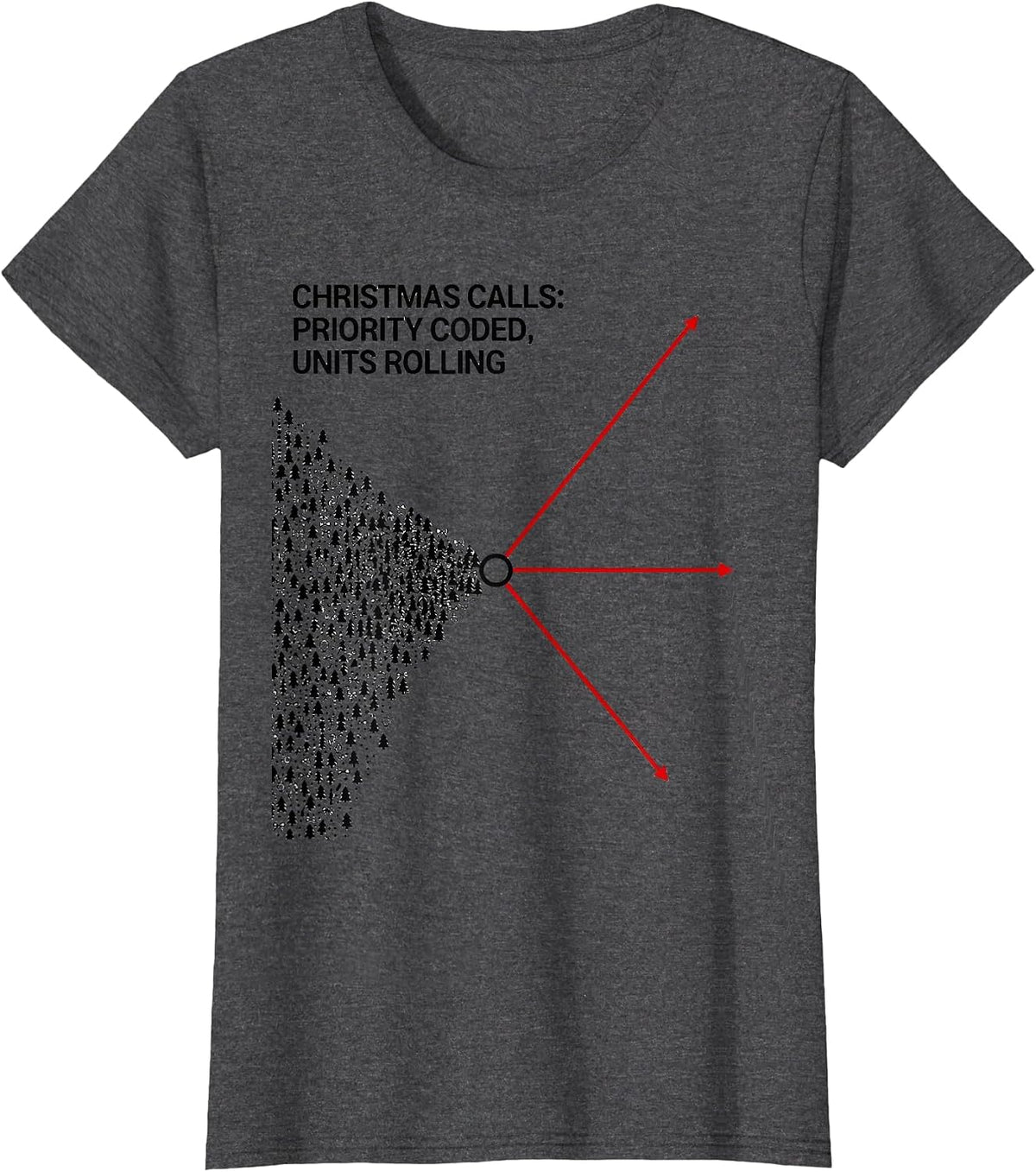 Women's Christmas Calls: Priority Coded, Units Rolling Funny 911 T-Shirt - Dark Heather Grey
