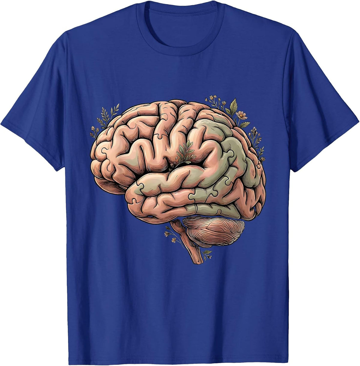 Men's Puzzle Piece Brain Special Education Art T-Shirt - Royal Blue