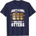 Just A Girl Who Loves Otters Funny Otter T-Shirt - Navy Blue