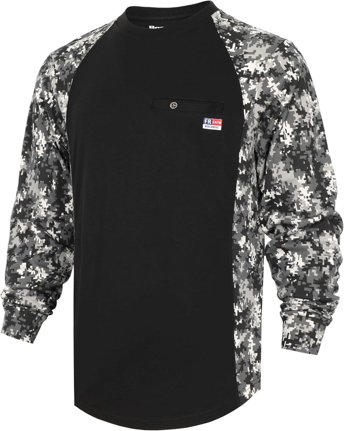 BOCOMAL FR Shirts Crewneck 5.5oz Paisley Camo Two-Tone Long Sleeve CAT2 - Black Camo