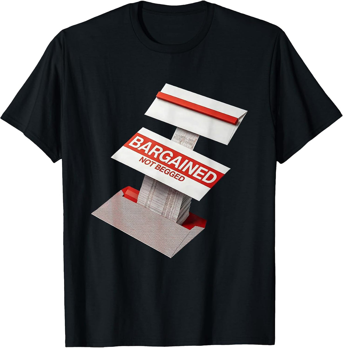 Men's Bargained, Not Begged Bauhaus Modernist Labor Day Union T-Shirt - Black