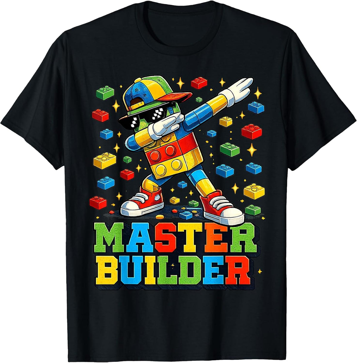 Dabbing Block Brick Building Master Builder for Men Boy Kid T-Shirt - Black