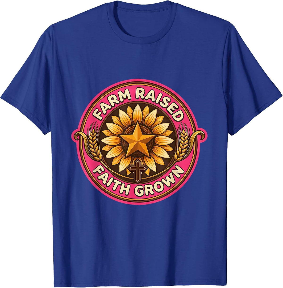 Men's Farm Raised Faith Grown Country Life Design T-Shirt - Royal Blue