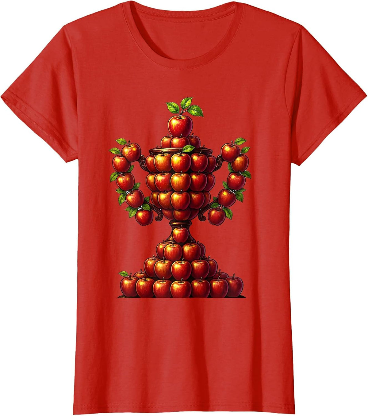 Women's Sped Teacher Apple Trophy Graphic Tee T-Shirt - Red