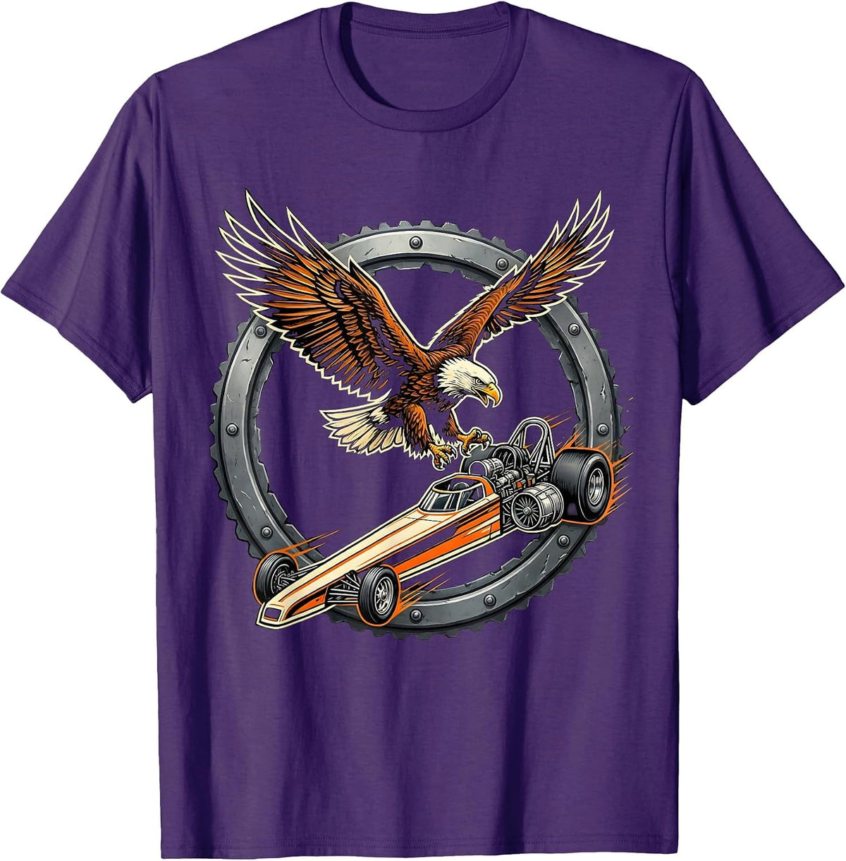 Eagle Dive Dragster Racing Lifestyle Bold Graphic T-Shirt - Purple
