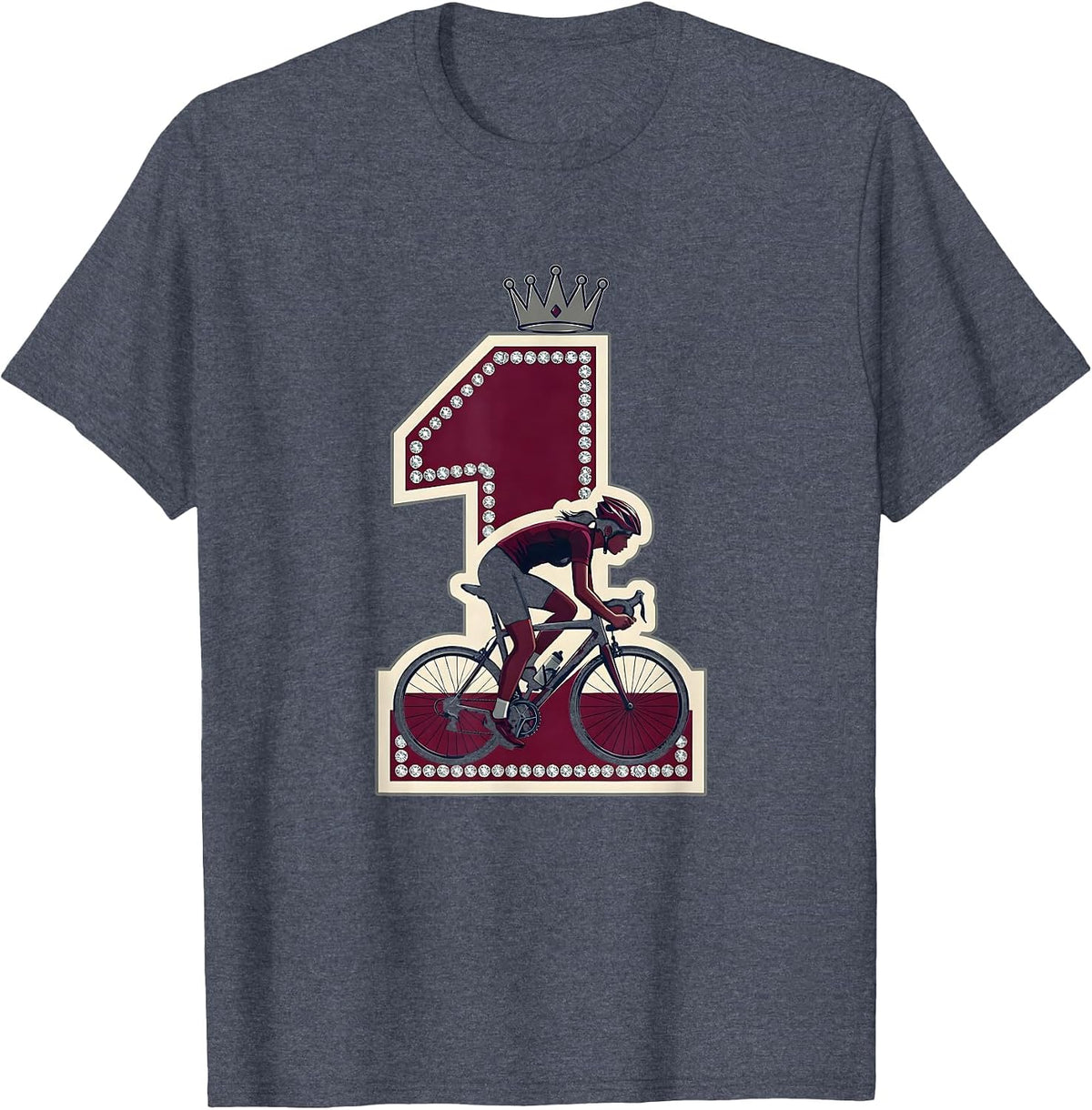 Do It Lady Racing Cyclist Graphic Tee T-Shirt - Heather Blue