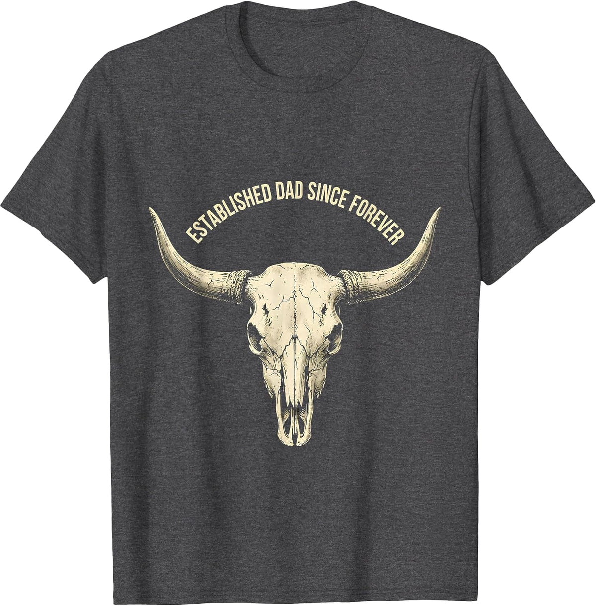 Established Dad Since Forever Funny Father Design T-Shirt - Dark Heather Grey