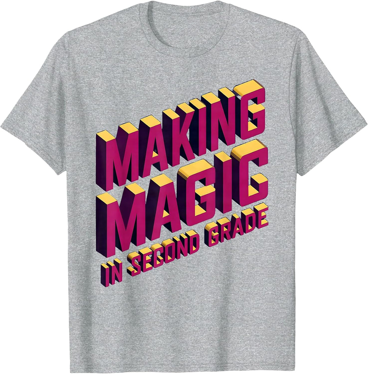 Men's Making Magic in Second Grade Teacher Design T-Shirt - Heather Grey
