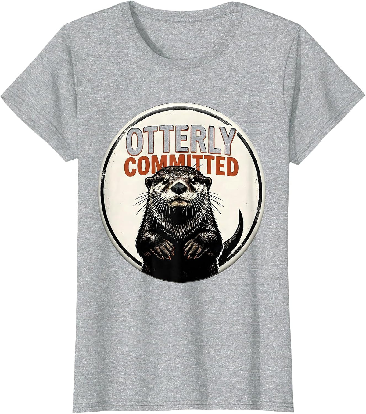 Otterly Committed Funny Otter Lover Gift For Kids Teens T-Shirt - Heather Grey