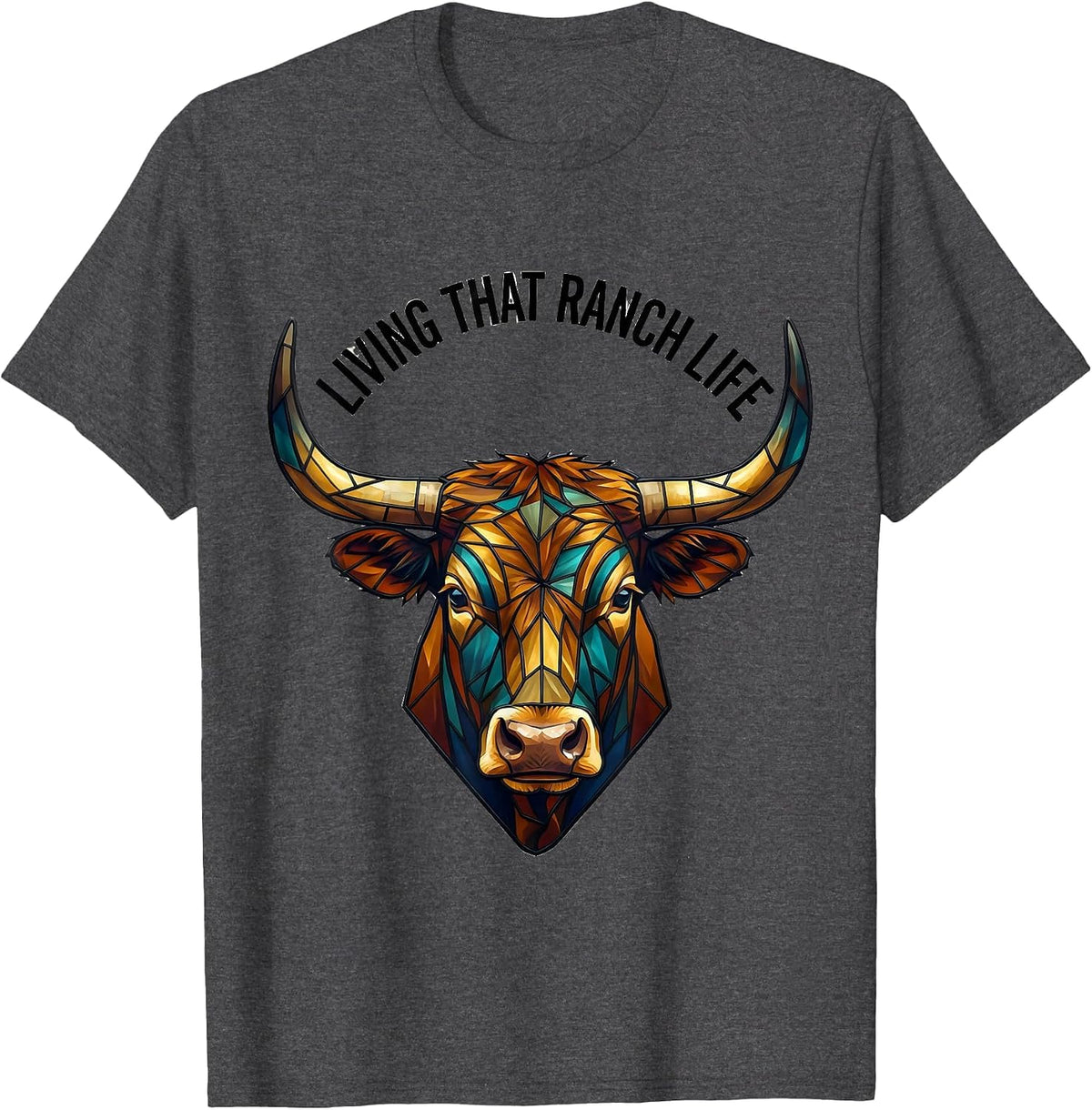 Living That Ranch Life Graphic Design T-Shirt - Dark Heather Grey