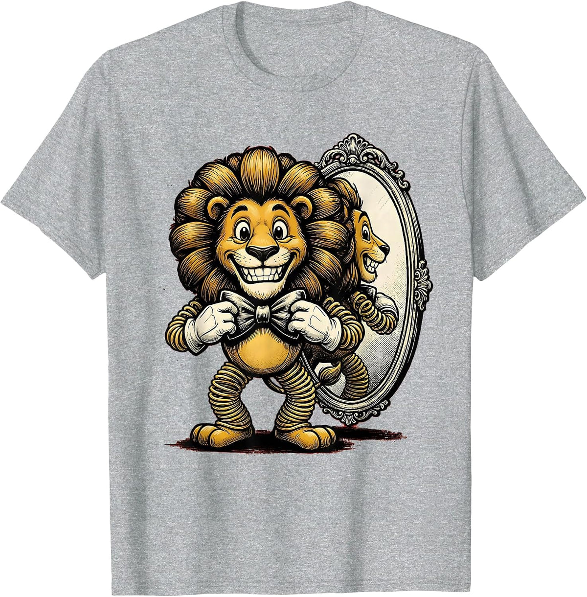 Men's Dapper Lion Tuxedo Bow Tie Mirror Graphic T-Shirt - Heather Grey