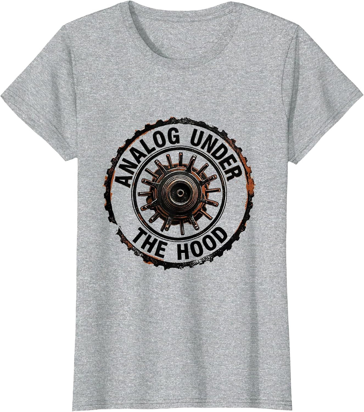 Women's Analog Under The Hood Vintage Retro Classic Car Racing T-Shirt - Heather Grey