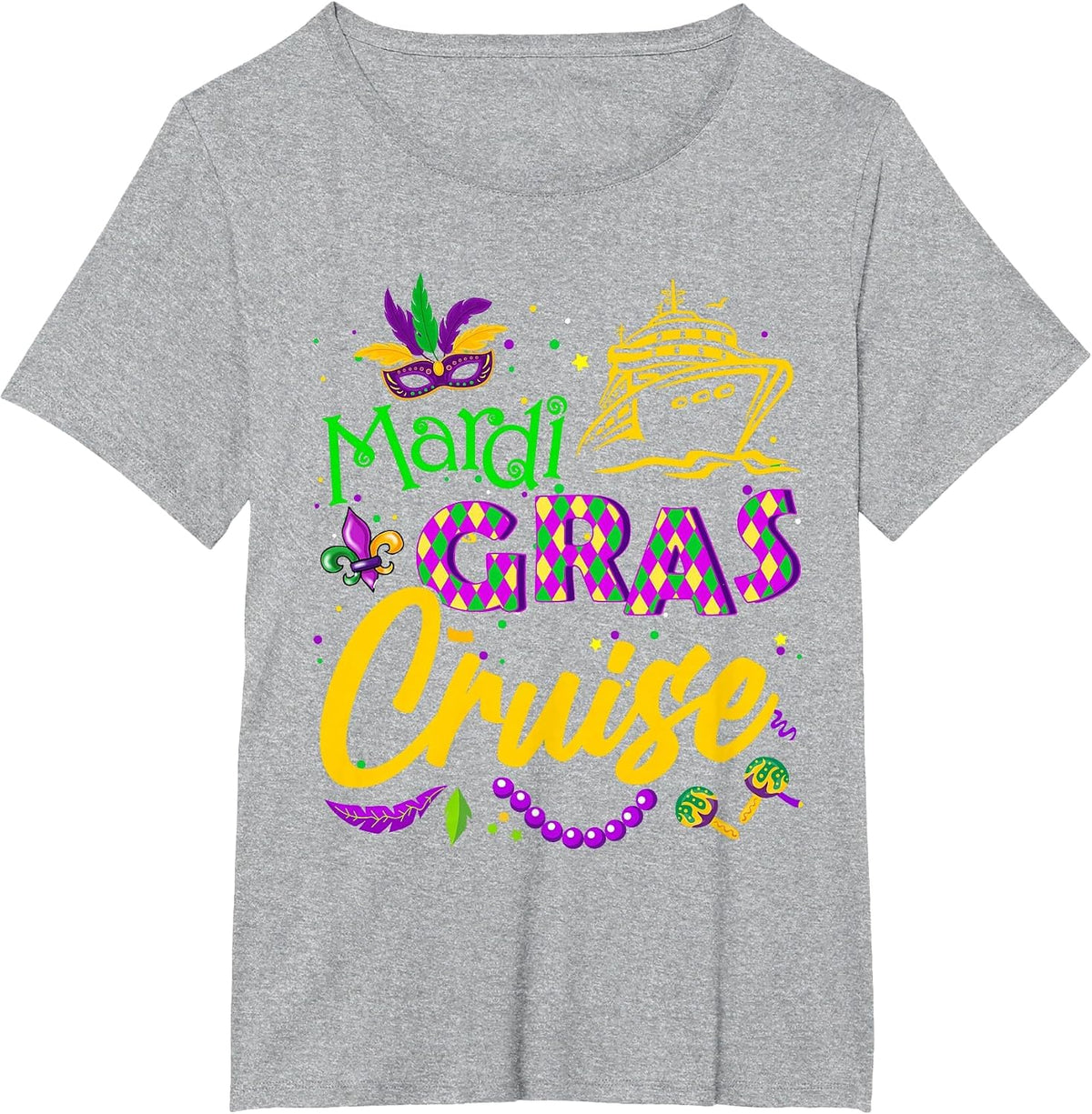 Mardi Gras Cruise Squad 2024 Matching Group Family Vacation T-Shirt - Heather Grey