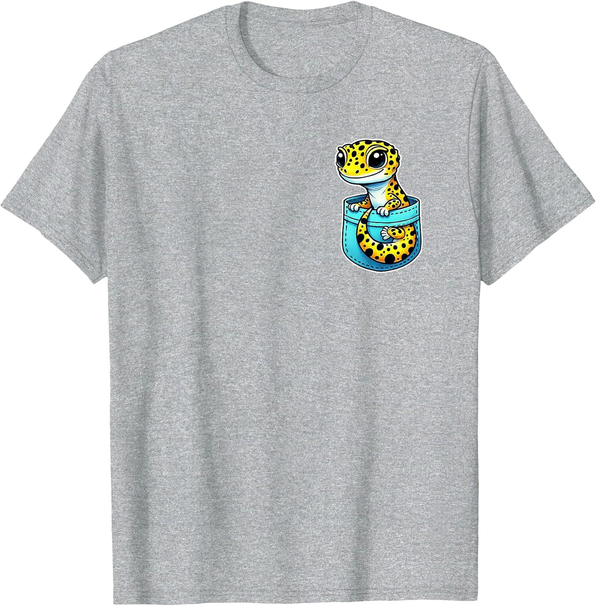 Funny Lizard Reptile Lover Leopard Gecko in A Pocket T-Shirt - Heather Grey