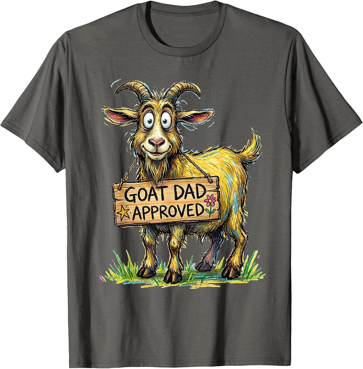 Men's Goat Dad Approved Funny Goat Father Design T-Shirt - Asphalt Grey