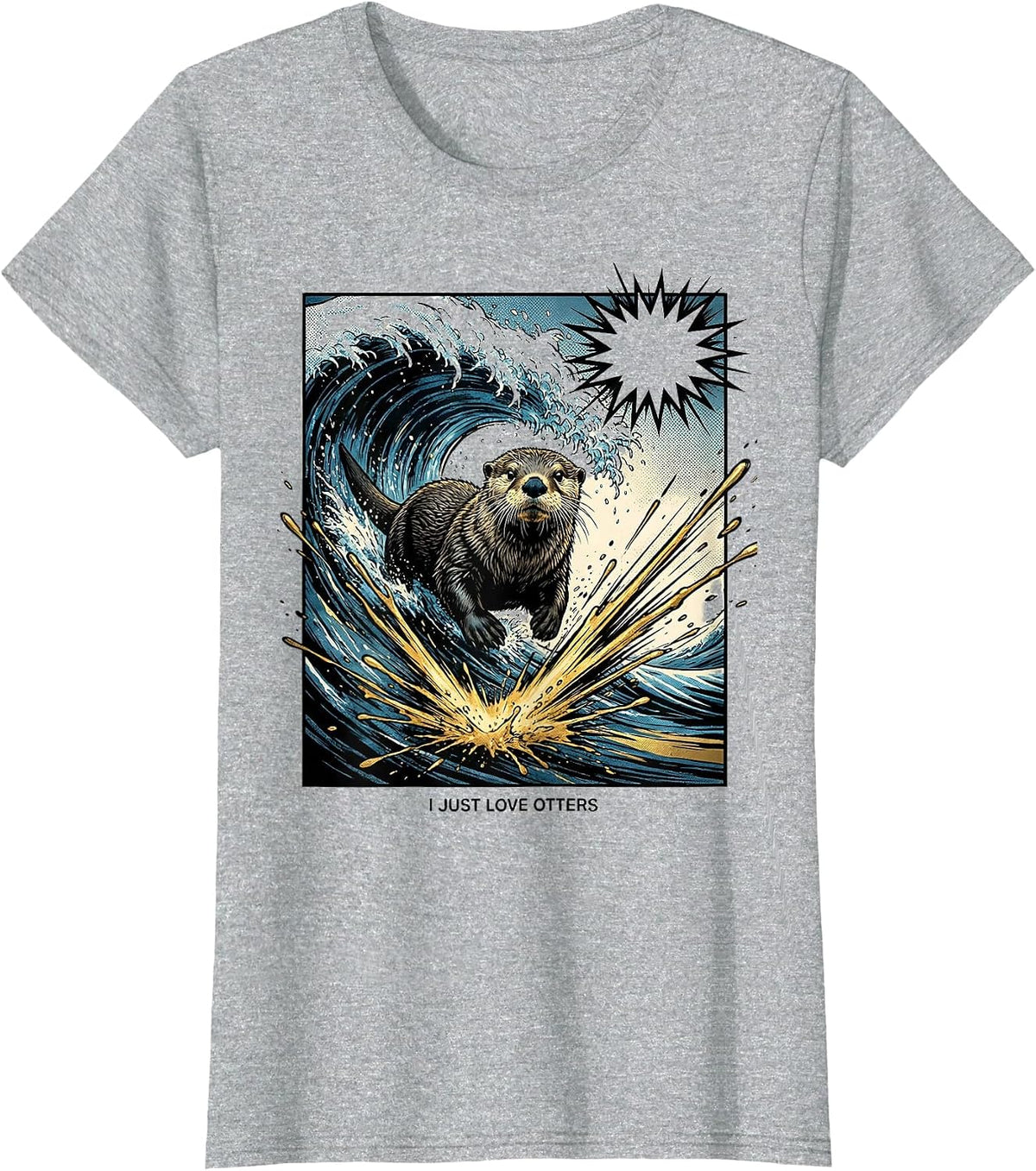 I Just Love Otters Comic Book Otter Lover Humor Gift T-Shirt - Heather Grey