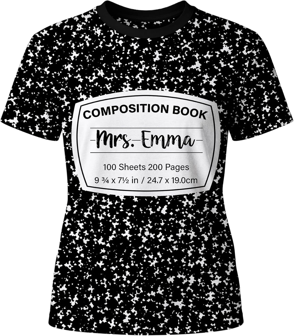 Custom Composition Notebook T-Shirt with Name, Teacher Shirt for Women Men, Teacher Appreciation Gift, Book Lover Tee - White