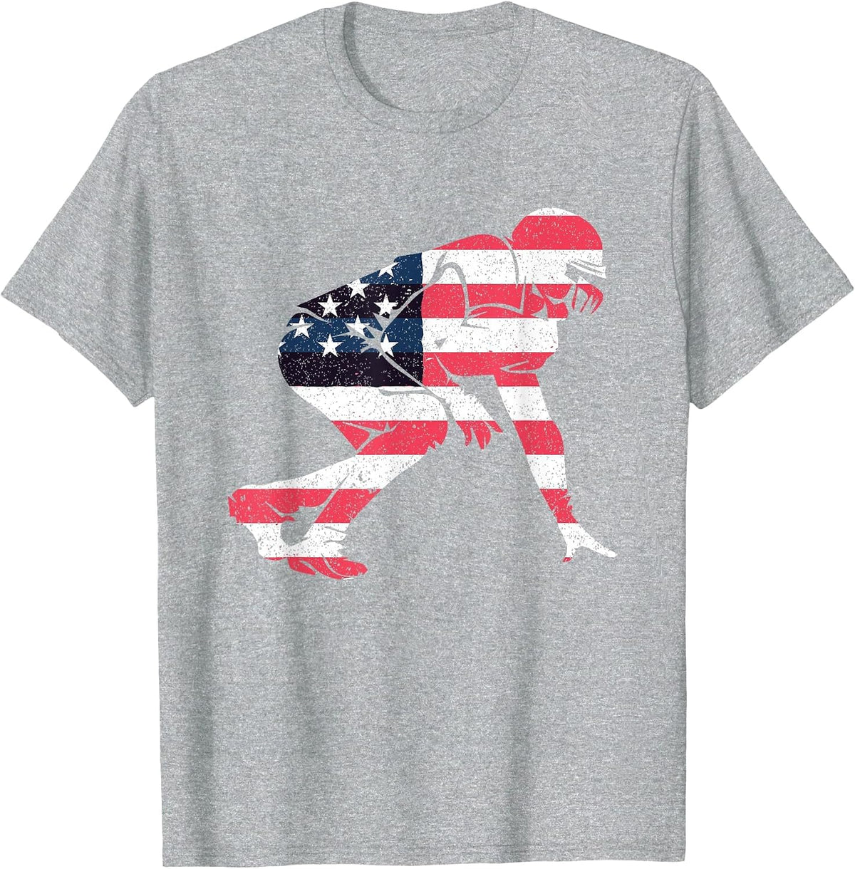 American Flag Lineman I American Football T-Shirt - Heather Grey