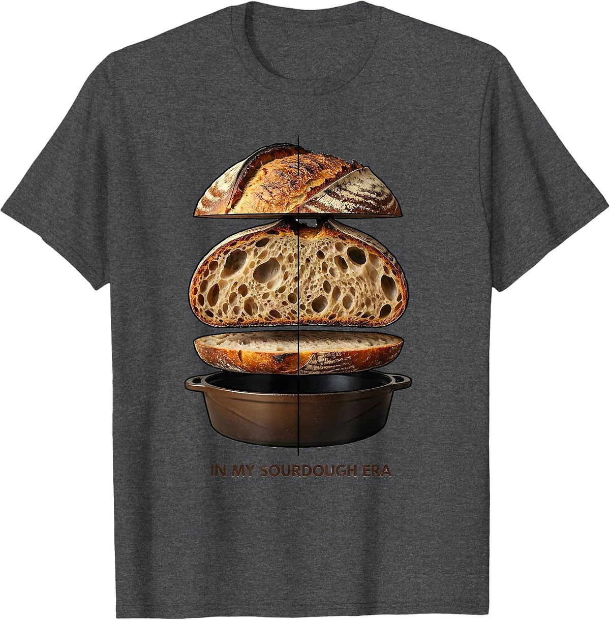 In My Sourdough Era Bread Baking Design T-Shirt - Dark Heather Grey