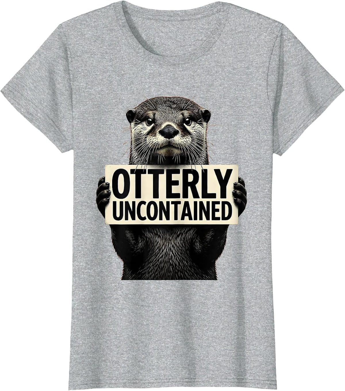 Otterly Uncontained Funny Otter Lover Gifts Otter Enthusiast T-Shirt - Heather Grey