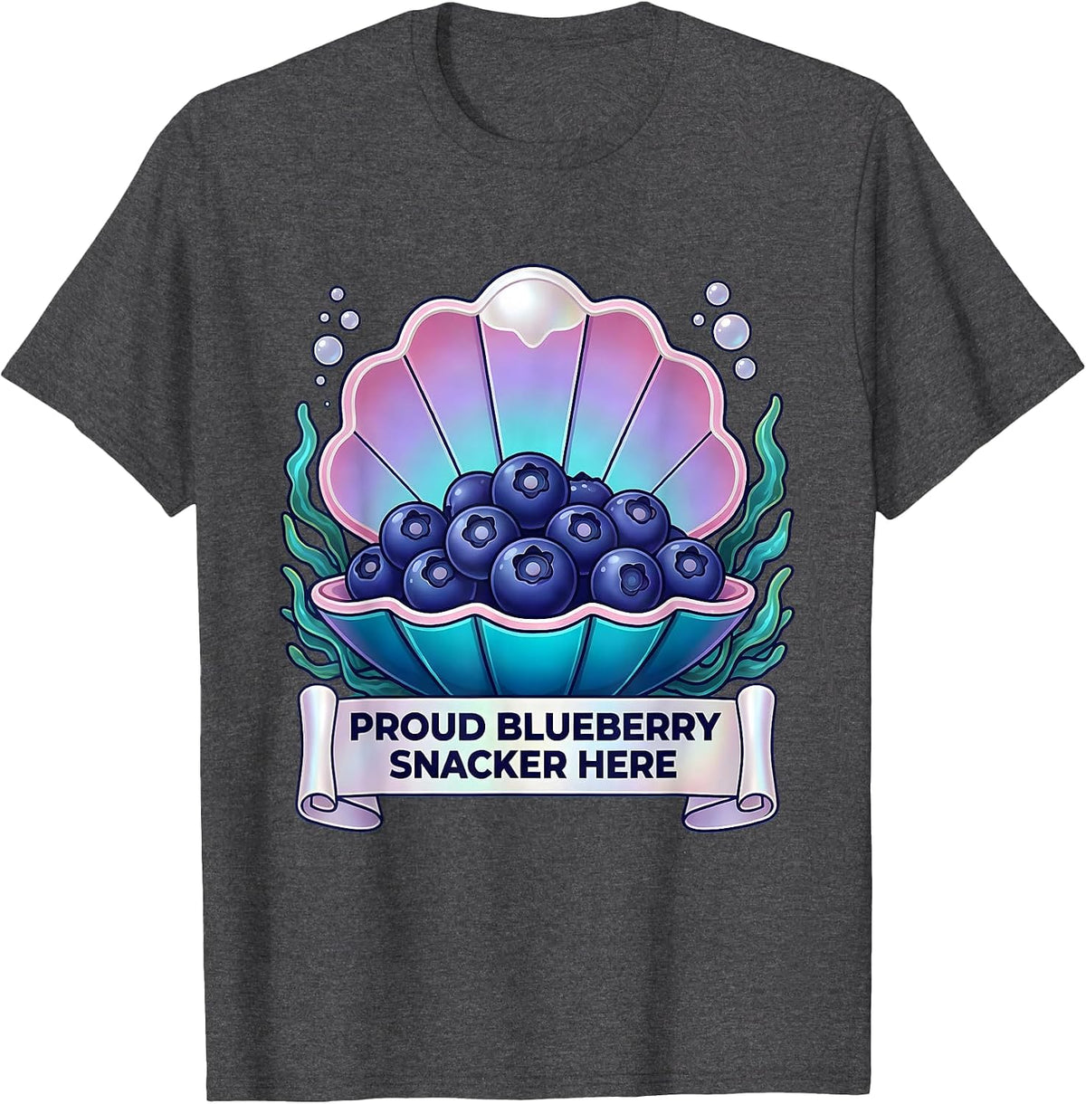 Men's Proud Blueberry Snacker Here Red White Blue Design T-Shirt - Dark Heather Grey