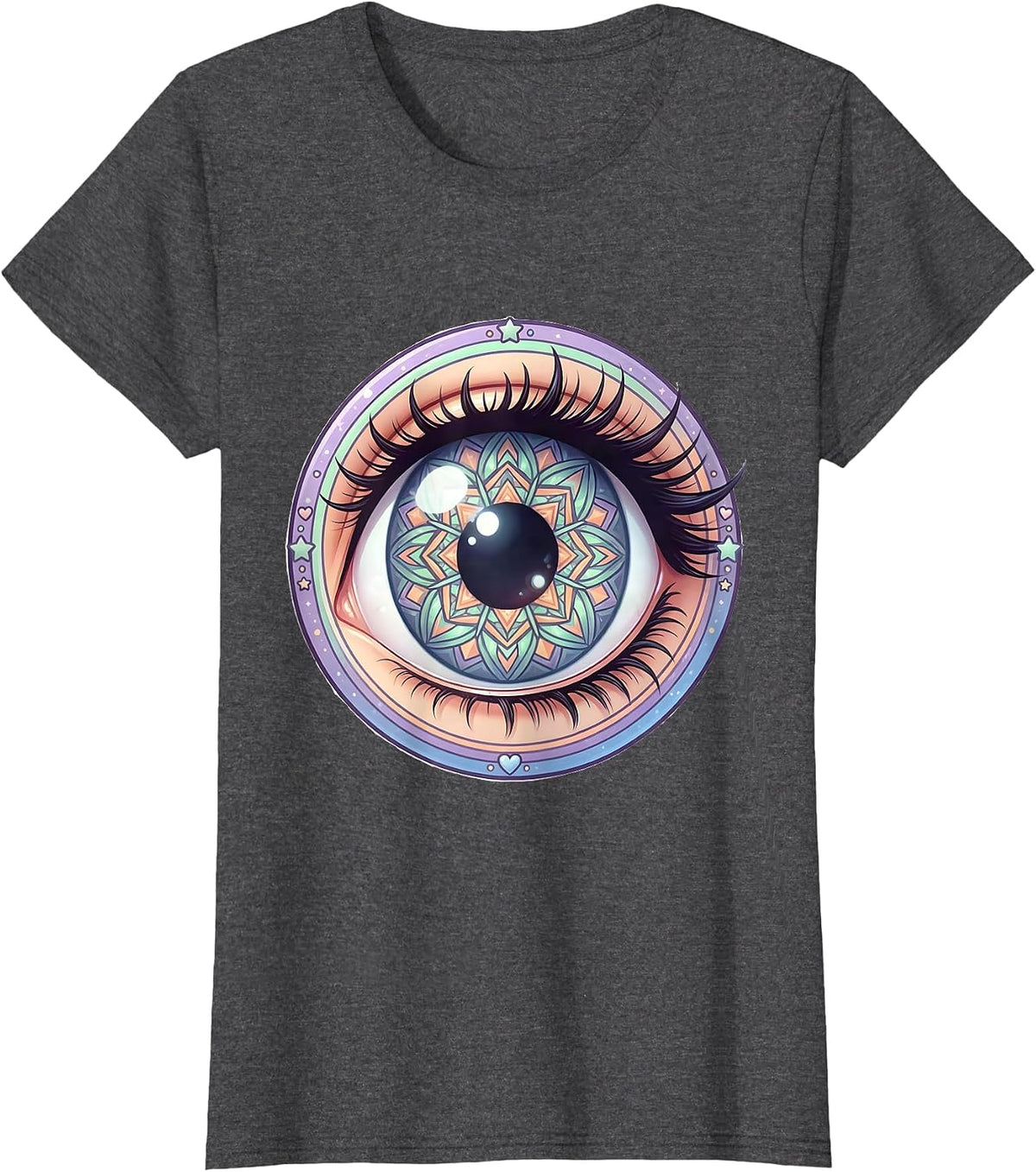 Women's Autism Kaleidoscope Eye Geometric Iris Design T-Shirt - Dark Heather Grey