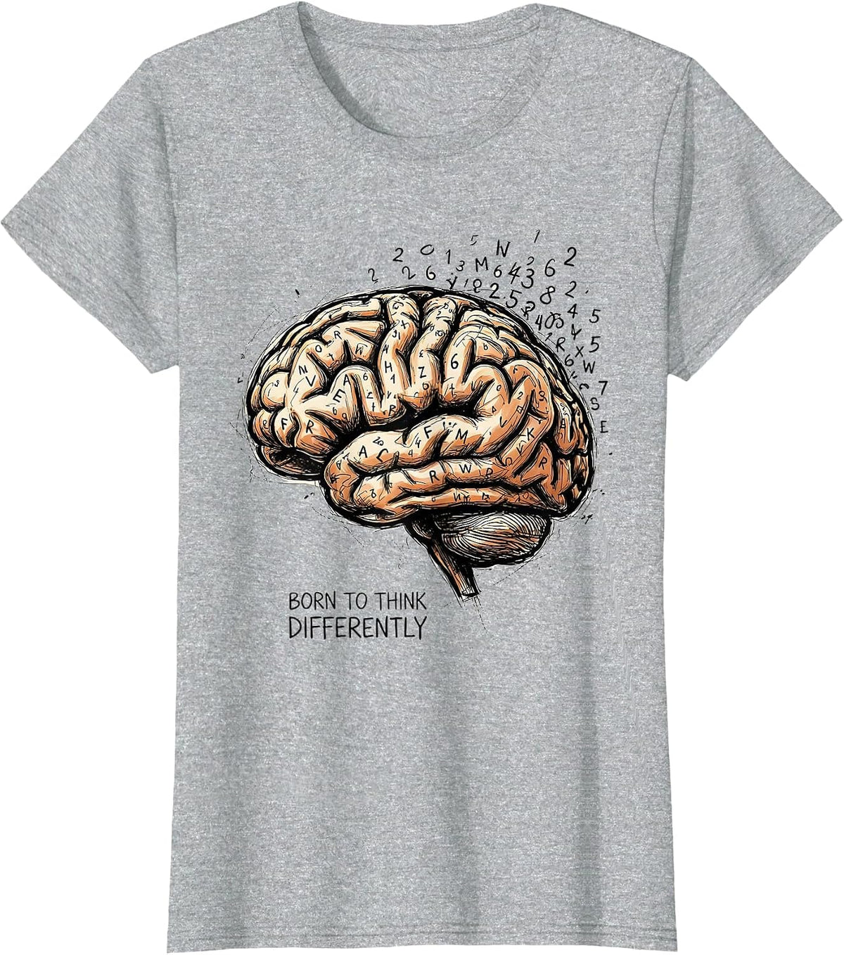 Women's Born to Think Differently Dyslexia Awareness Design T-Shirt - Heather Grey