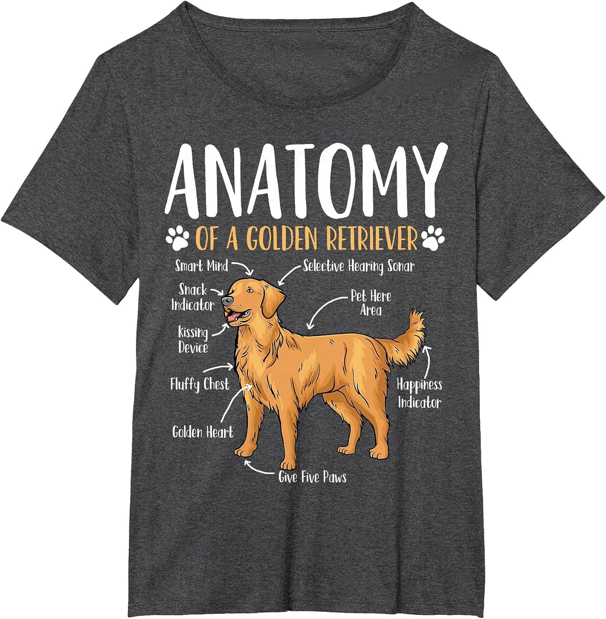 Golden Retriever Dog Anatomy T-Shirt - Dark Heather Grey