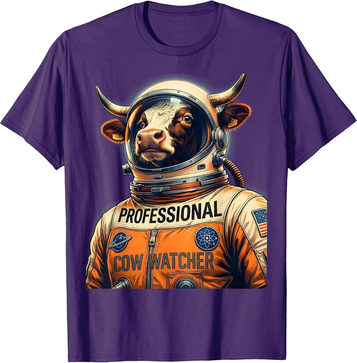 Professional Cow Watcher Funny Cattle Design T-Shirt - Purple