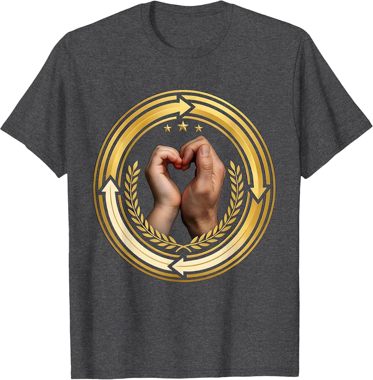 Men's Down Syndrome Awareness Small Hand in Large Hand T-Shirt - Dark Heather Grey