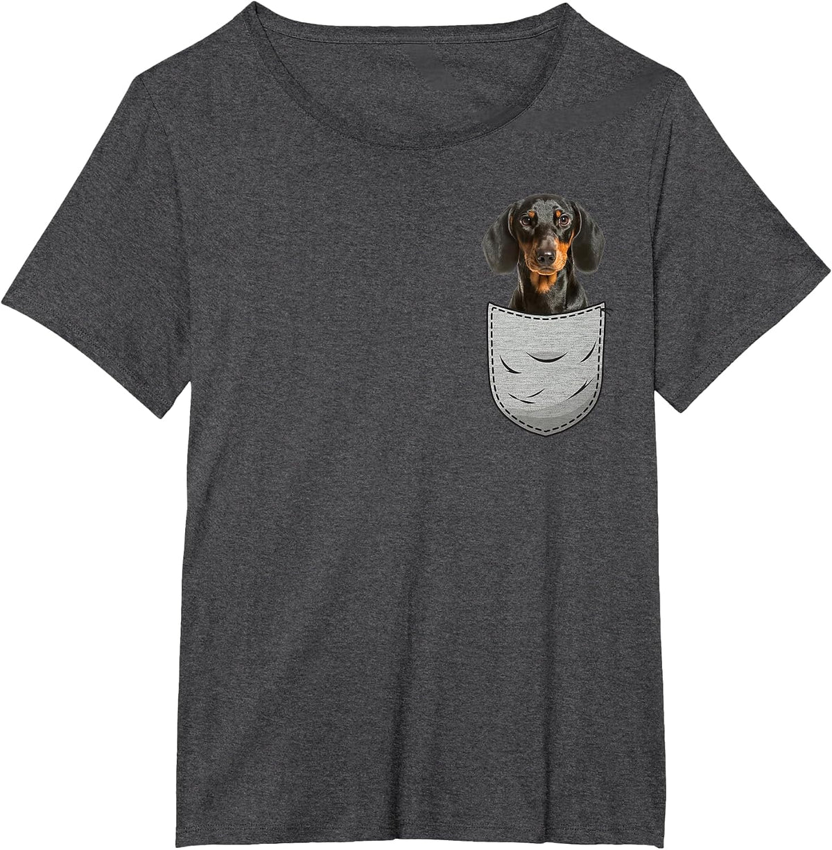 Dachshund Cap Dachshund Chest Bag Pocket Dog Owners T-Shirt - Dark Heather Grey