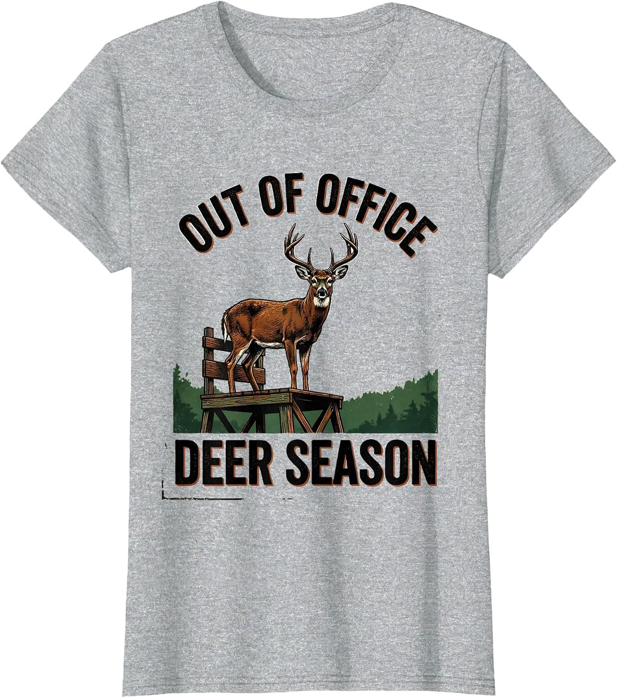 Out Of Office Deer Season Vintage Funny Hunting Dad Gift T-Shirt - Heather Grey