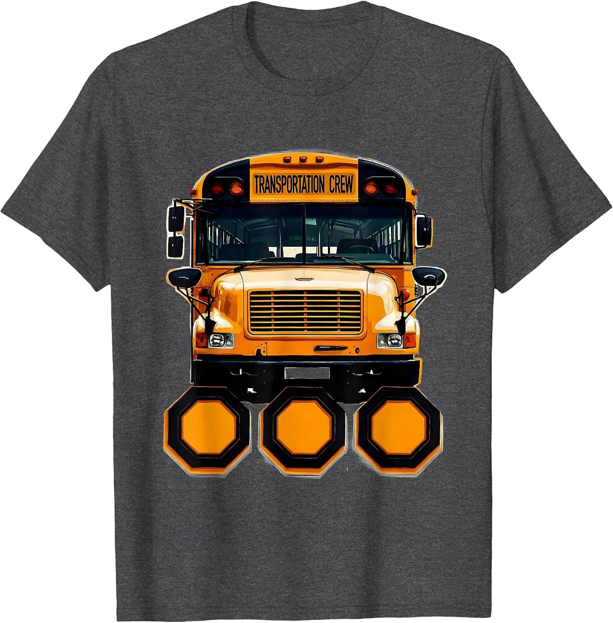 Men's Transportation Crew Screenprint School Bus Driver T-Shirt - Dark Heather Grey
