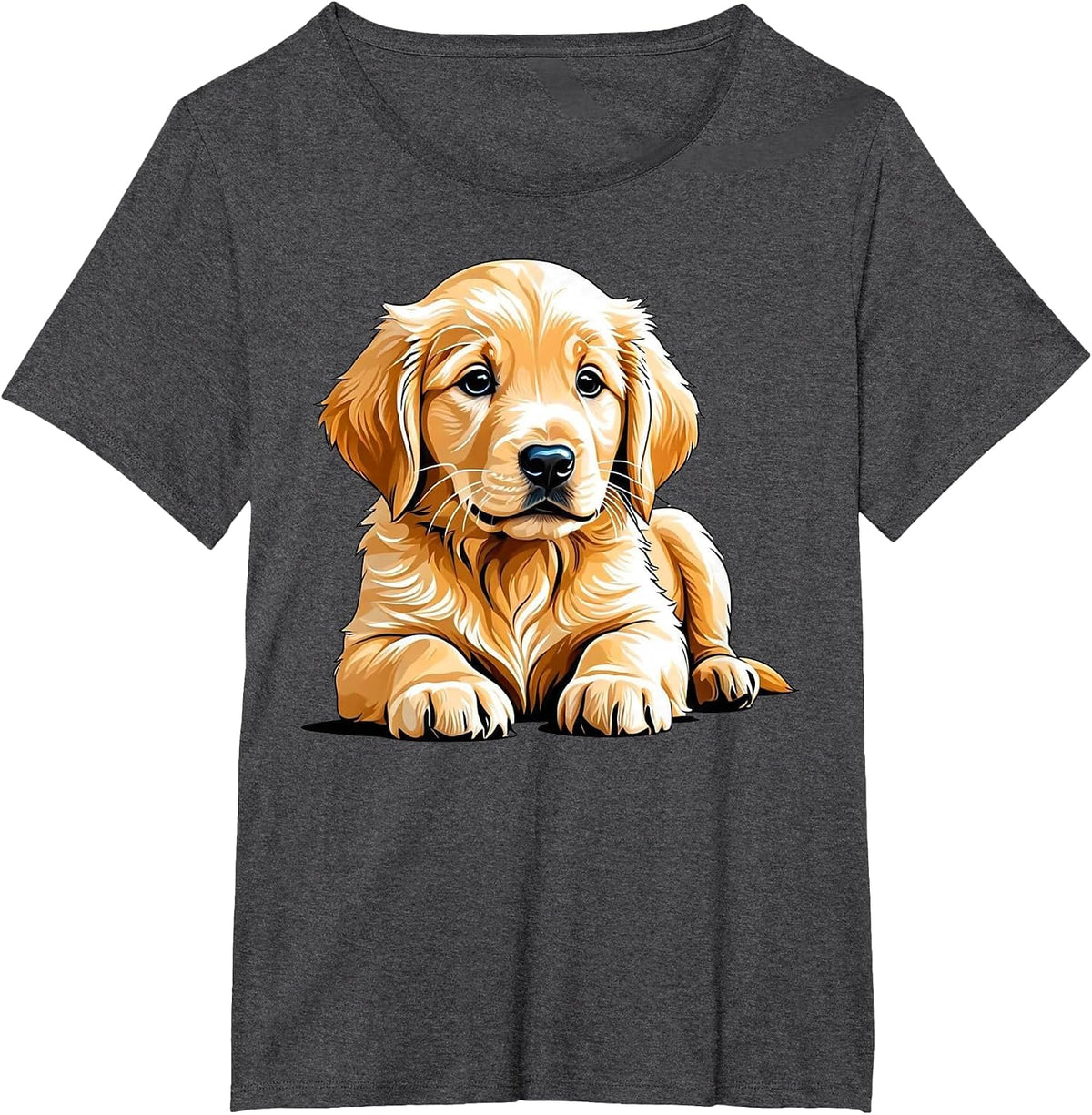 Golden Retriever Dog Puppy Graphic T-Shirt - Dark Heather Grey