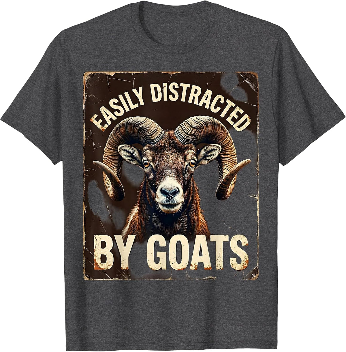 Men's Easily Distracted By Goats Funny Goat Lover Design T-Shirt - Dark Heather Grey