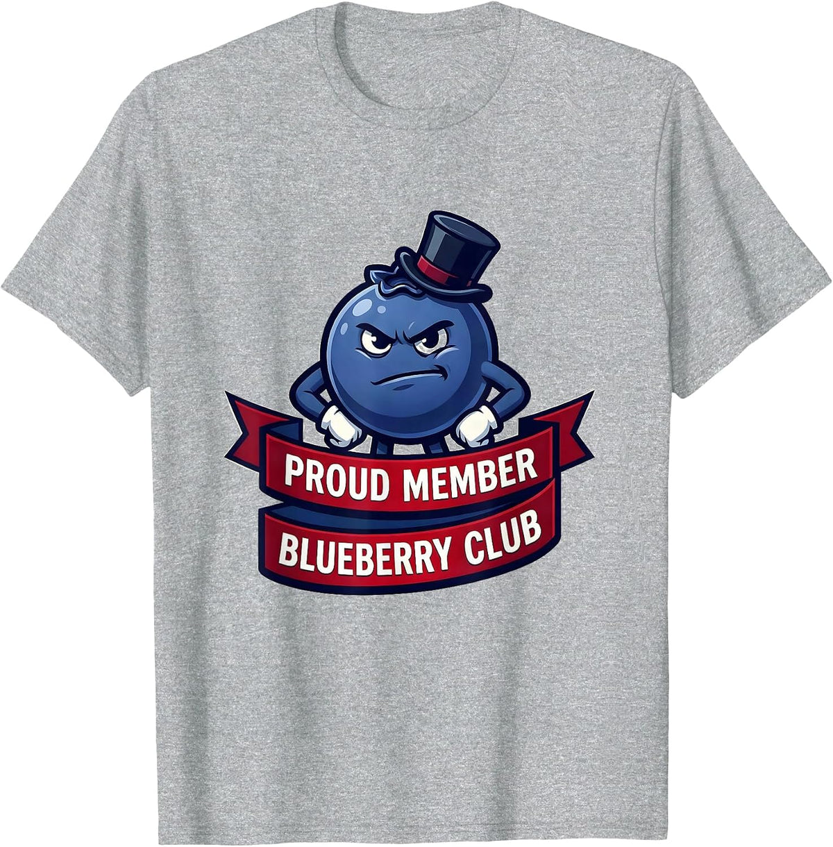 Men's Proud Member Blueberry Club Red White and Blue Design T-Shirt - Heather Grey