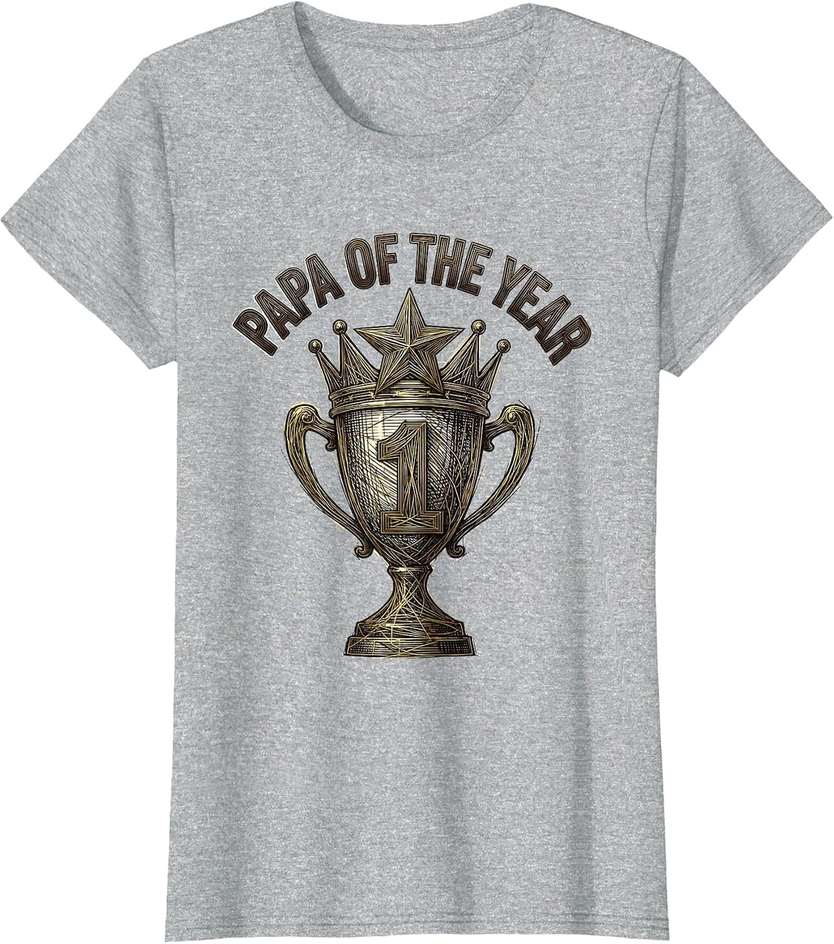 Papa of the Year Award Winning Dad Design T-Shirt - Heather Grey