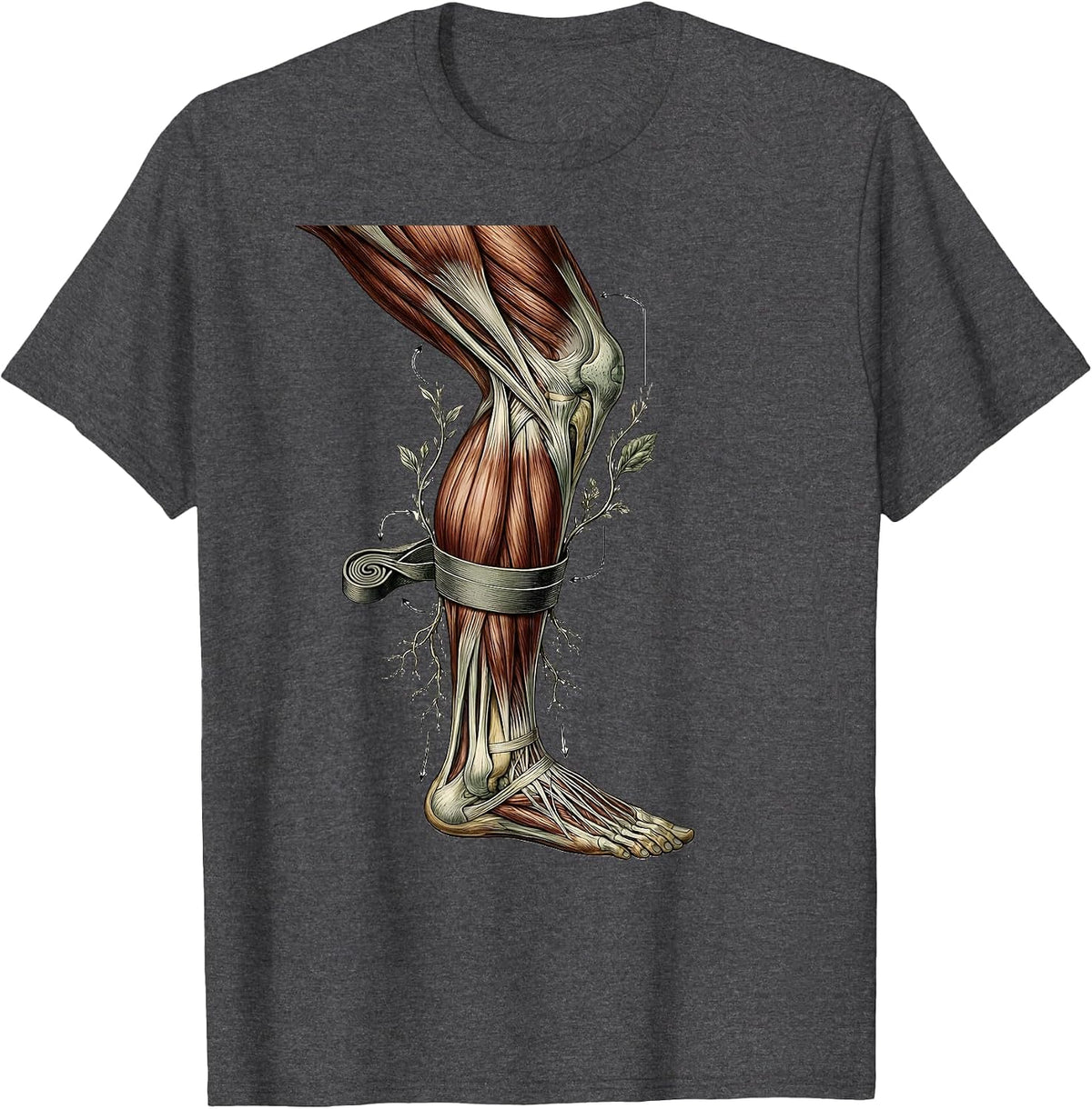 Men's Physical Therapy Resistance Band Leg Exercise Graphic T-Shirt - Dark Heather Grey