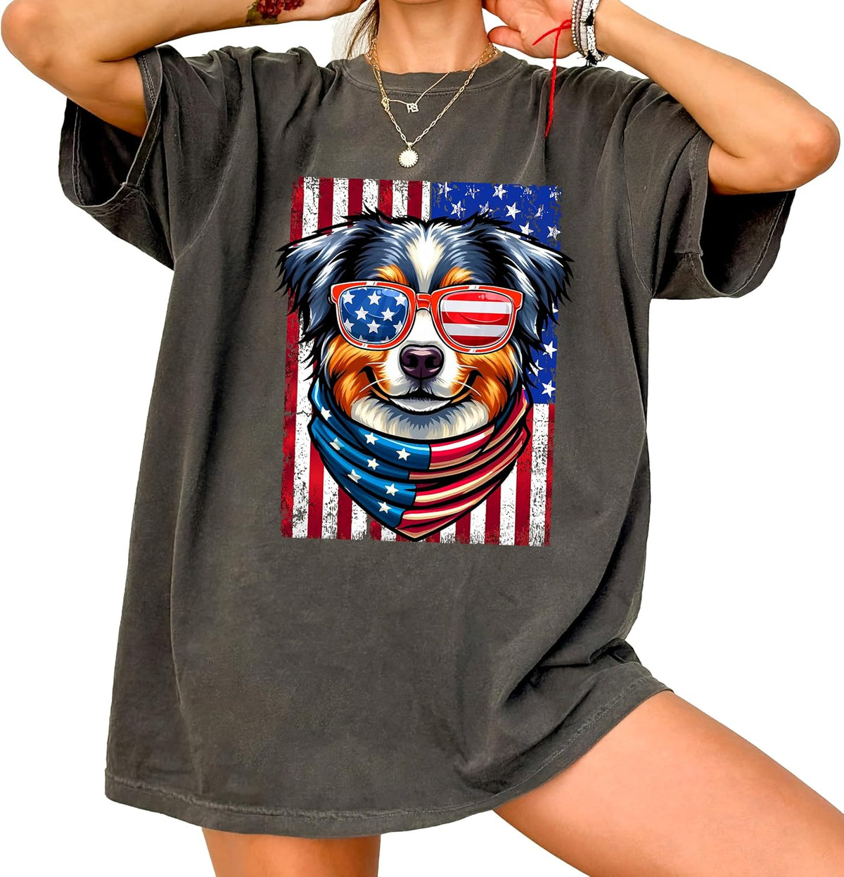 Aussie Australian Shepherd Graphic T-Shirt, Funny, Supportive Trending Tees, - Freedomfurblend