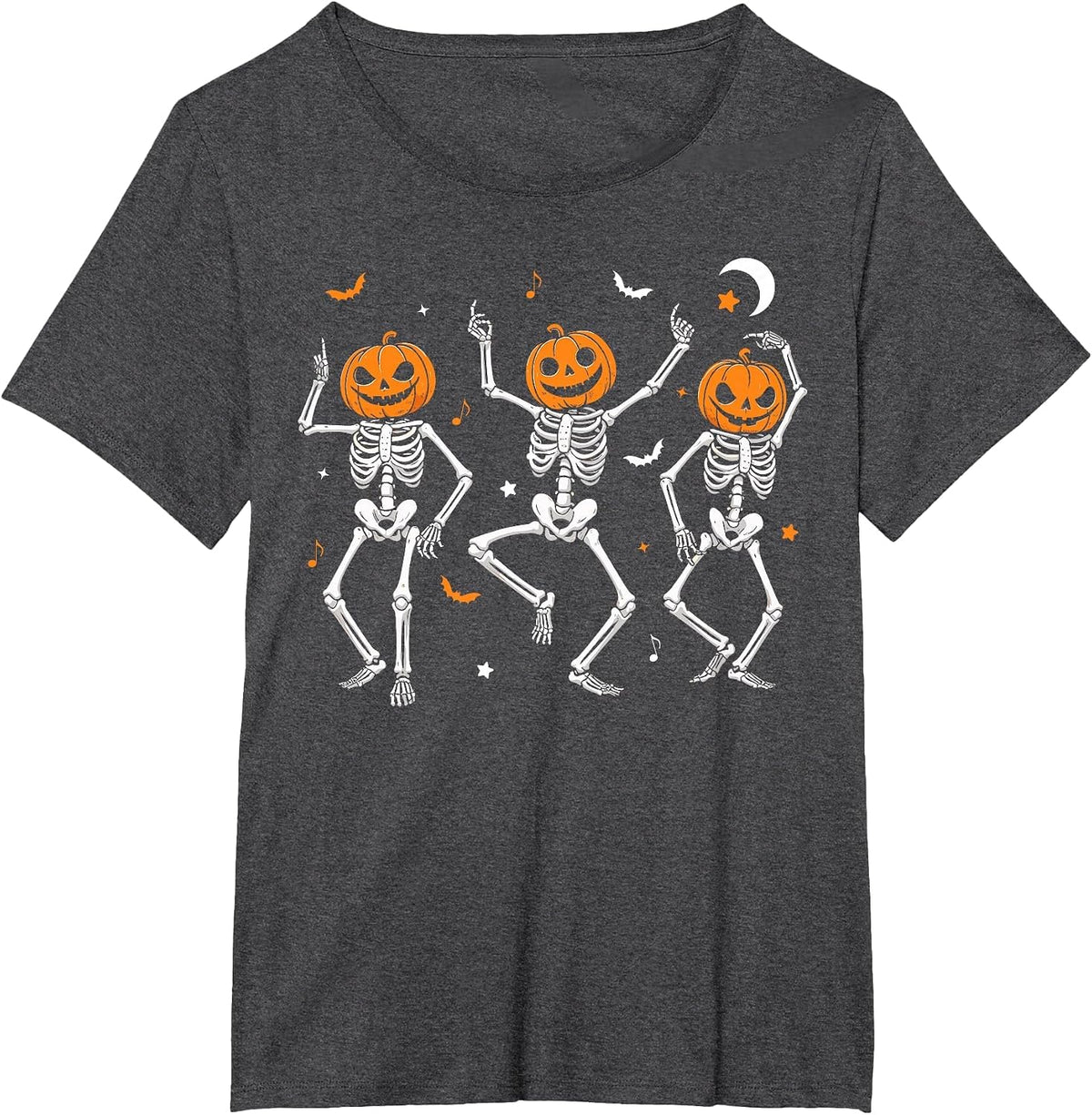 Funny Halloween Shirt Spooky Dancing Pumpkin Head Skeletons Dance Tee T-Shirt - Dark Heather Grey