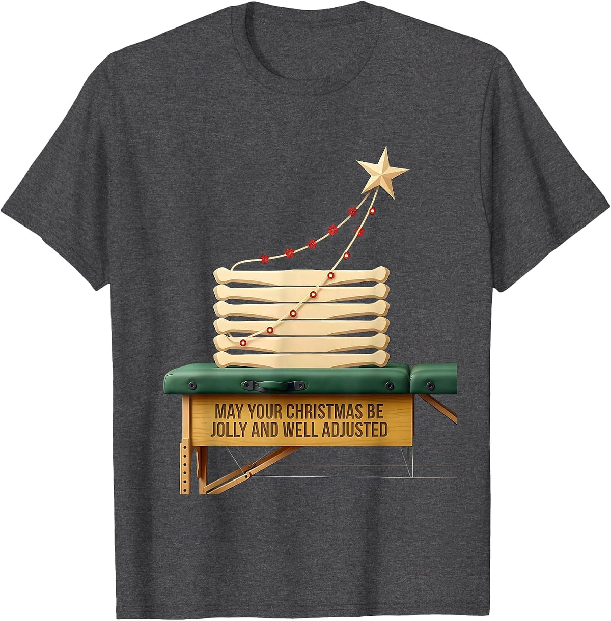 May Your Christmas Be Jolly And Well Adjusted Chiropractor T-Shirt - Dark Heather Grey